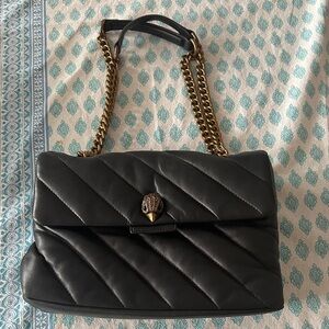 Kurt Geiger Black Quilted Shoulder Bag with Gold Chain